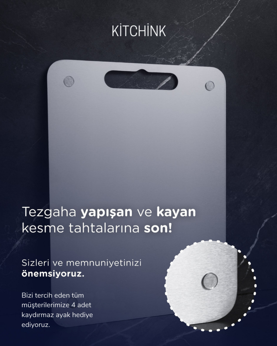 KİTCHİNK™ Paslanmaz Çelik Kesme Tahtası