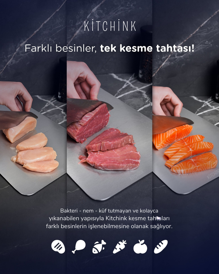 KİTCHİNK™  Paslanmaz Çelik Kesme Tahtası